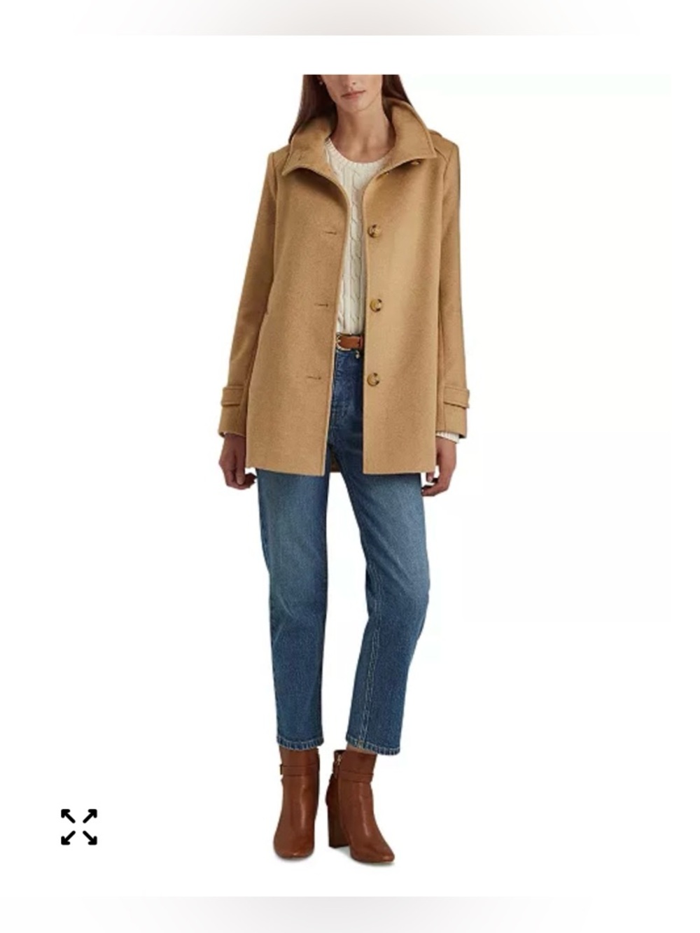 $250 Lauren Ralph Lauren Womens Wool Blend Double Breasted Peacoat XS Camel